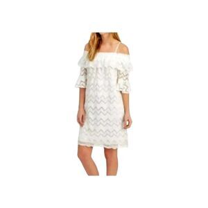 ViVi By Violet Weekend Ivory Lace Crochet Off the Shoulder White Dress Size XL